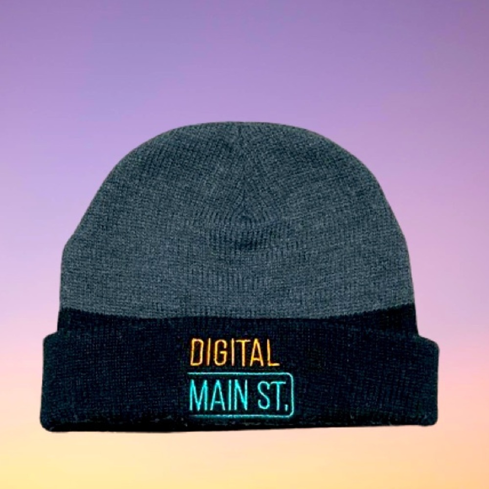 Men’s- Cuffed Beanie- DIGITAL MAIN ST. - Gray & black color - One Size